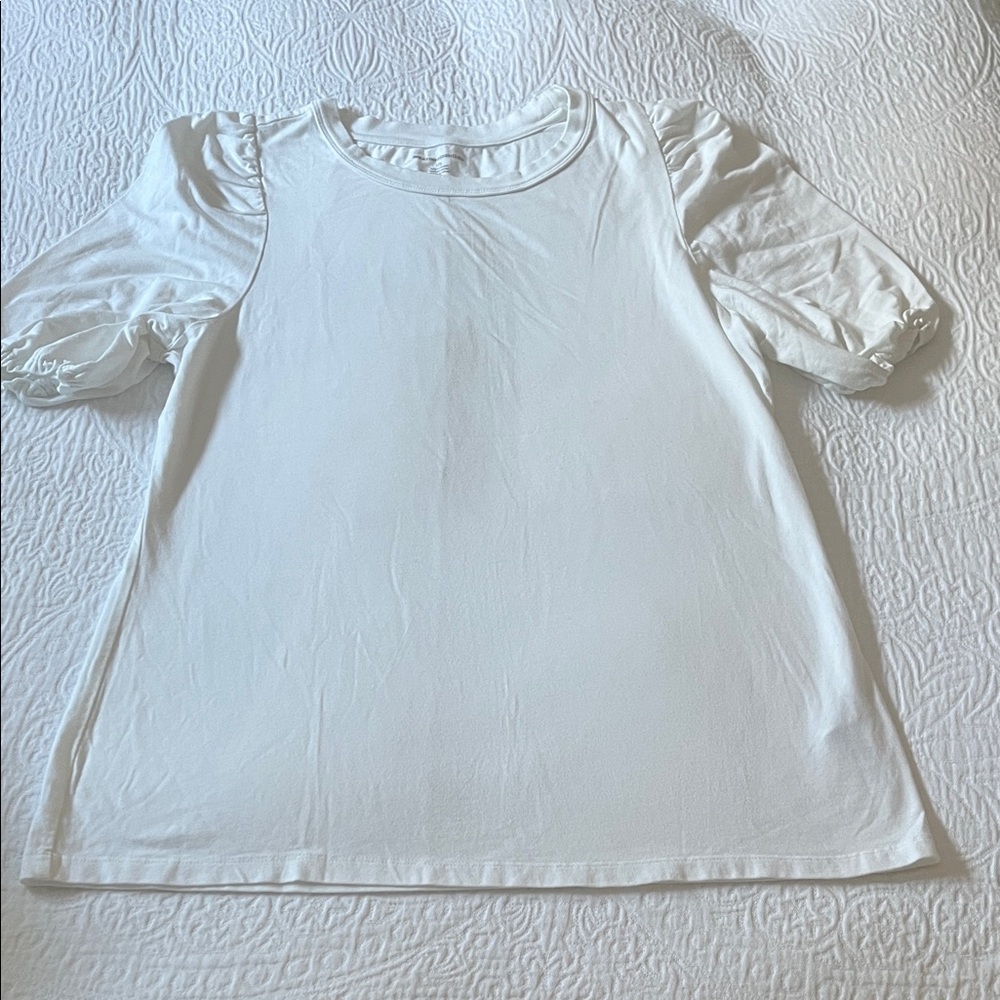 Amazon Essentials White Shirt with Puff Sleeves, Size Large